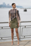 Organza Blouse with Vegan Leather Skirt
