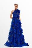 One  Shoulder  Floral Gown