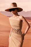 Crepe Off Shoulder Slit Gown