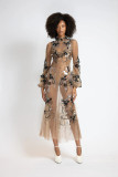 Glass Petal Embroidered Tulle Dress