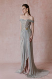 Off-the-Shoulder Slit Gown
