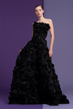 Isabel Sanchis Black Strapless Aurelia Gown 46