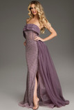 Strapless Gown with Chiffon Drape