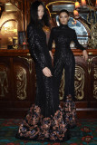 Long Sequin Black Gown