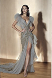 High Slit  Short Sleeve Gown
