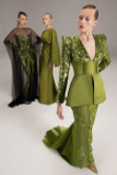 Sequin-Tulle Cape Gown