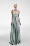 Satin Gown with Shoulder Detail