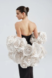 Strapless Column Dress with Flower Cape