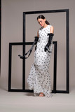 Isabel Sanchis Sleeveless Polka Dot Evening Gown 032