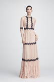 Marchesa Notte Long Sleeve Mixed Lace Gown N27G0744
