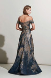 Off Shoulder Silver Copper Evening Gown