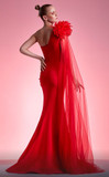 One Shoulder Fitted  Red Gown