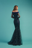 Off Shoulder Sequined Fitted Gown