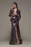 Bernazo ¾ Sleeve Slit Gown