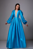 Long Sleeve A-Line Faille Gown