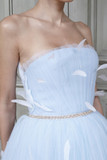 Lia Strapless Pleated Tulle Peplum Gown