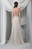 Long Sleeve Hand Embroidered Tulle Gown