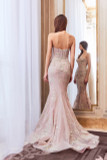 Strapless Embellished Mermaid Gown with Cape