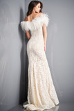 Lace Feather Neck Gown