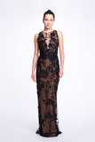 High Neck Embroidered Illusion Tulle Gown with Cape