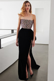 Strapless Embroidered Bust Velvet Gown