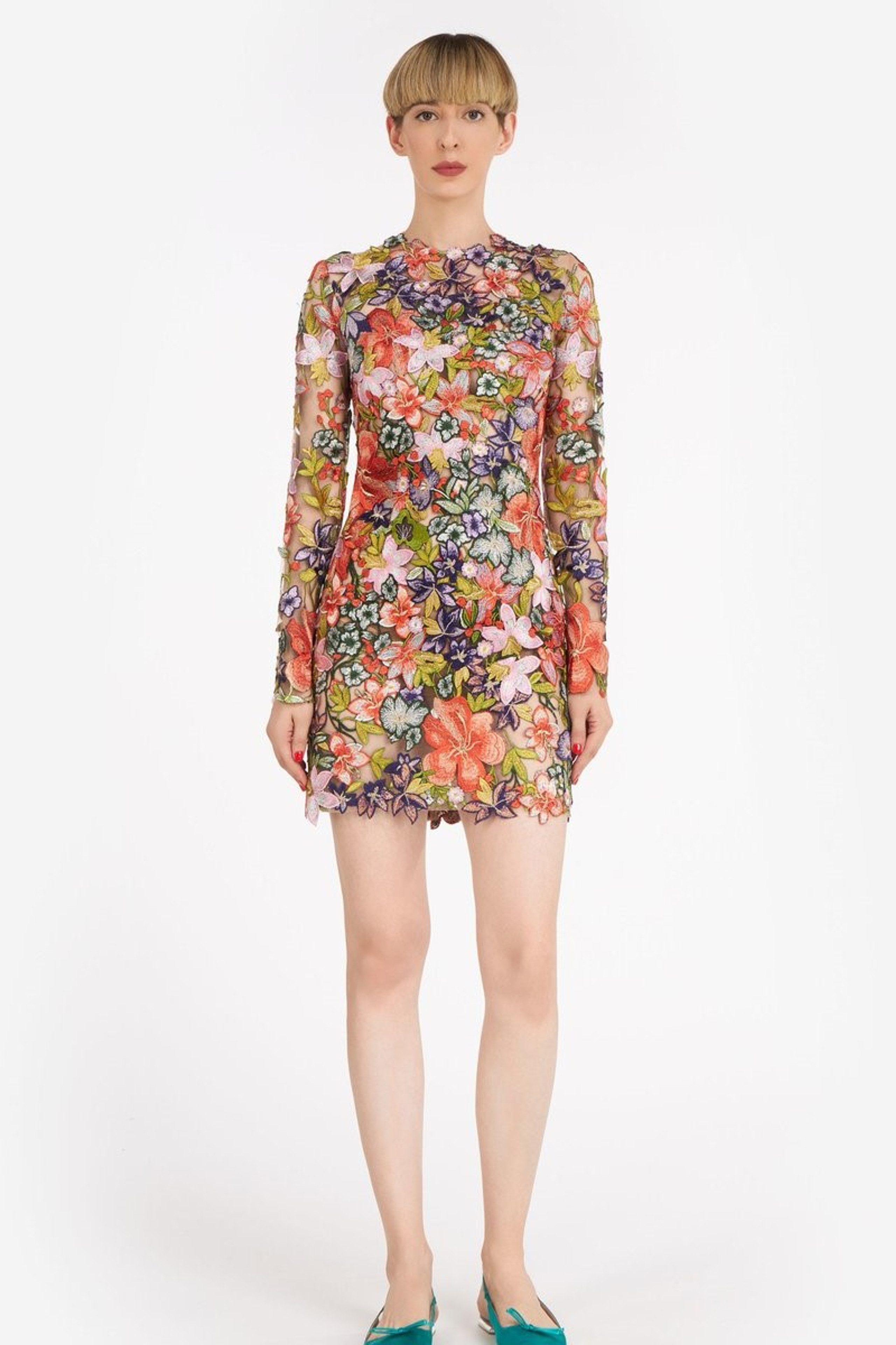 Costarellos Zinnia Floral-Appliquéd Tulle Mini Dress - District 5 Boutique