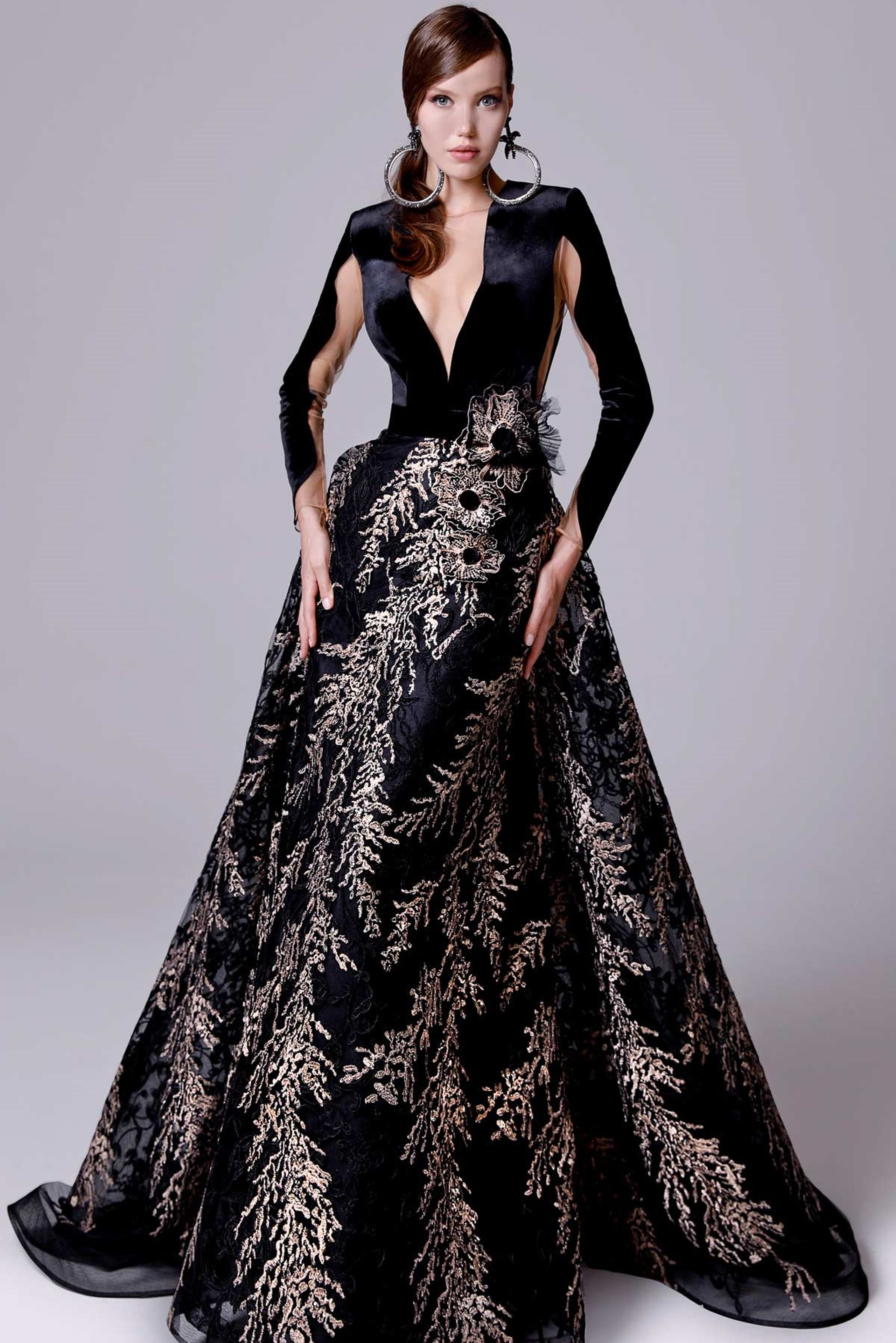 MNM Couture Embroidered Applique Gown- District 5 Boutique