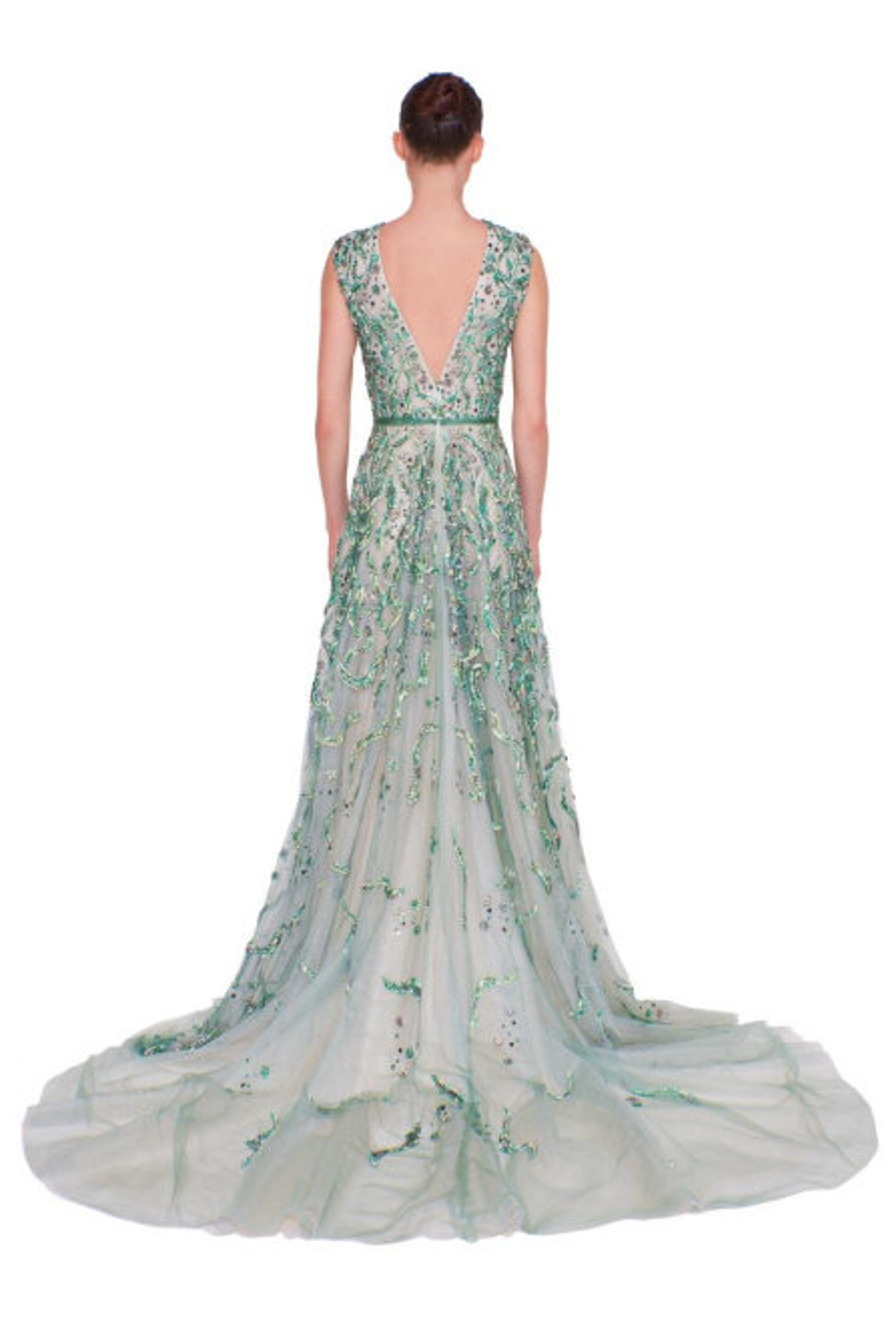 Reem Acra Sleeveless Embroidered A-Line Gown - District 5 Boutique