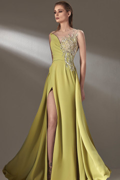 Illusion A-Line Slit Gown