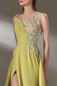 Illusion A-Line Slit Gown Illusion A-Line Slit Gown