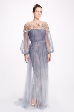 Embellished Sheer Illusion Neck Gown