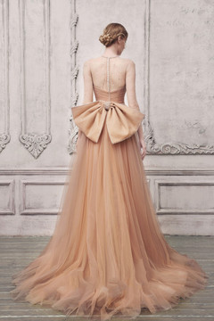 Long Sleeve Strapless Illusion Gown Long Sleeve Strapless Illusion Gown