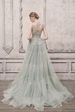 Jewel Neck A-Line Gown Jewel Neck A-Line Gown