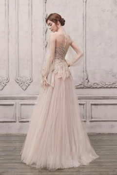 Embellished Sheer Illusion Evening Gown - District 5 Boutique