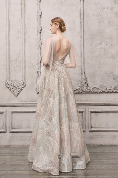 Embellished Long Cape Sleeve Gown Embellished Long Cape Sleeve Gown