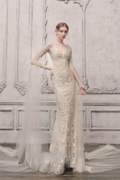Long Fitted Cape Sleeve Gown Long Fitted Cape Sleeve Gown