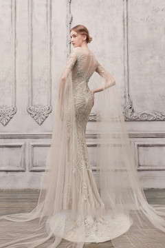 Long Fitted Cape Sleeve Gown Long Fitted Cape Sleeve Gown