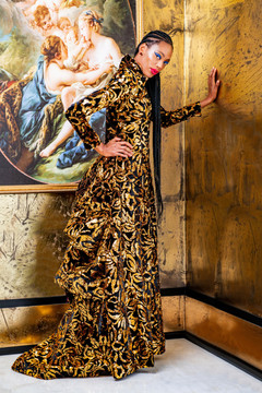 Velvet Sequin Embroidered Gown Velvet Sequin Embroidered Gown