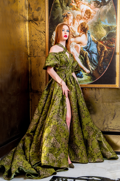 Silk Brocade Slit Gown Silk Brocade Slit Gown