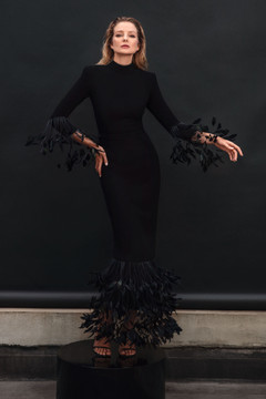High Neck Coq Plume Gown High Neck Coq Plume Gown