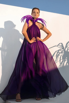 Feathered Halter Neck Dress Feathered Halter Neck Dress