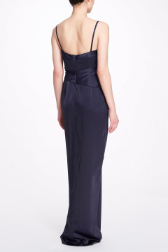 Sleeveless Draped Satin Back Crepe  Gown