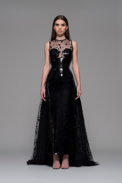 Fascia Sequin Embellished Gown