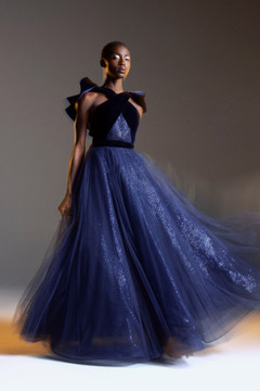 Velvet Halter Neck Gown Velvet Halter Neck Gown