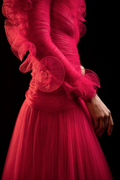 One Shoulder Ruffled Tulle Gown One Shoulder Ruffled Tulle Gown