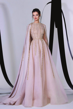 Embroidered Cape Gown Embroidered Cape Gown