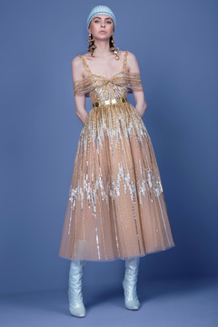 Off Shoulder Beaded Tulle Dress Off Shoulder Beaded Tulle Dress