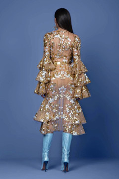 Long Sleeve Beaded Tulle Dress Long Sleeve Beaded Tulle Dress
