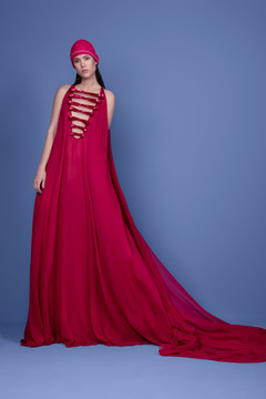 Sequined Bow Chiffon Gown Sequined Bow Chiffon Gown