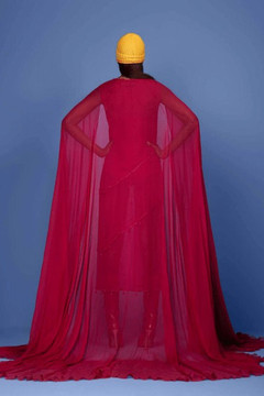 Beaded Tulle Chiffon Cape Gown Beaded Tulle Chiffon Cape Gown